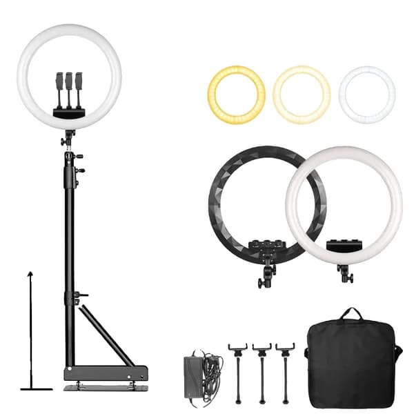 18 tum Ring Light, Justerbar Ljusstyrka 2500k-8500k, Hög Färgprecision RA95,18C 135cm Fäste