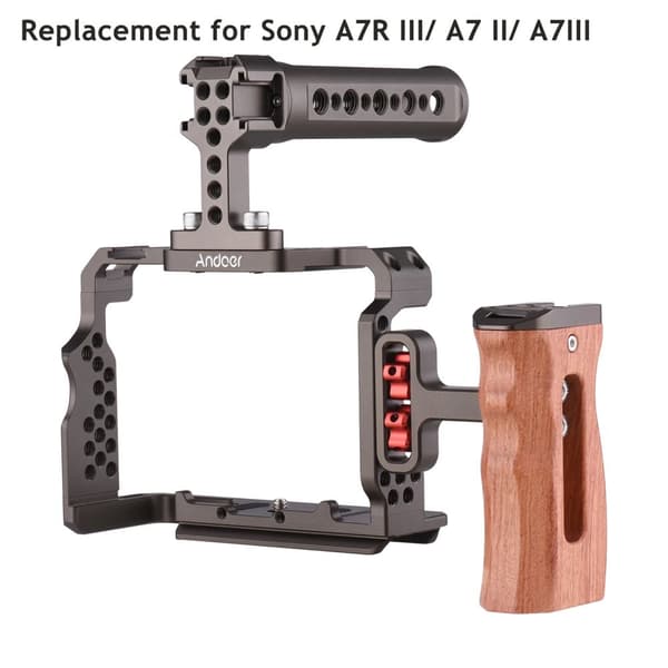 Kamerahäkki Sony A7 -sarjalle, kestävä alumiiniseos, ergonominen kahvasuunnittelu,Ase Hopea-Tyyppi 1