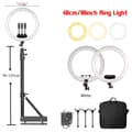 Miniatyrbild 2 av 2: 18 tum Ring Light, Justerbar Ljusstyrka 2500k-8500k, Hög Färgprecision RA95,18D 135cm Fäste