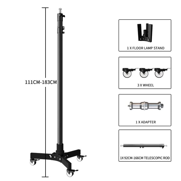 Ljusstativ med justerbar höjd, hållbar metallkonstruktion, perfekt för fotobelysning,183cm Modell