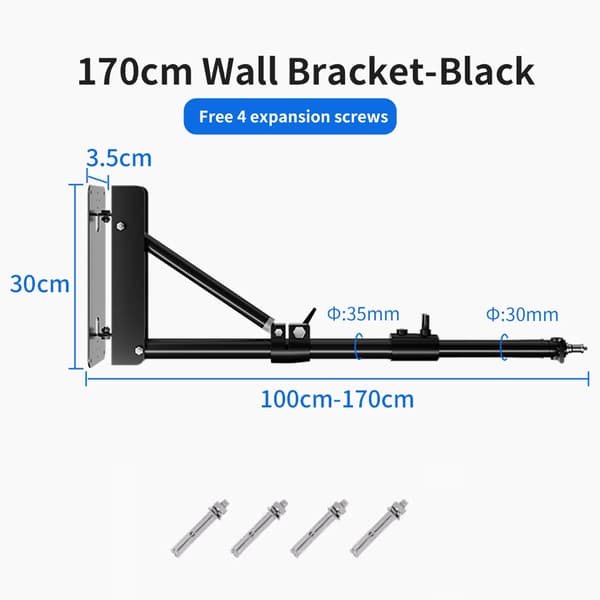 Vægbeslag Boom Arm, Justerbar længde op til 135 cm, Designet til kameraer og belysning,170cm