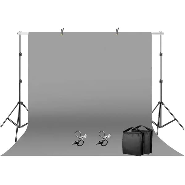 Fotografi Bakgrundsställ, Justerbar Höjd, Hållbart Vinylmaterial,med grått tyg, 2000x3000