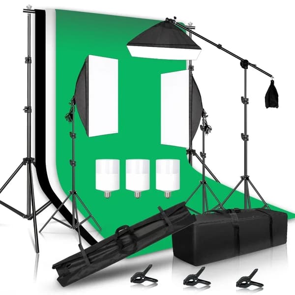 Fotografibelysningskit, justerbara ljusstativ, flera bakgrunder,Fotostudio Kit 35