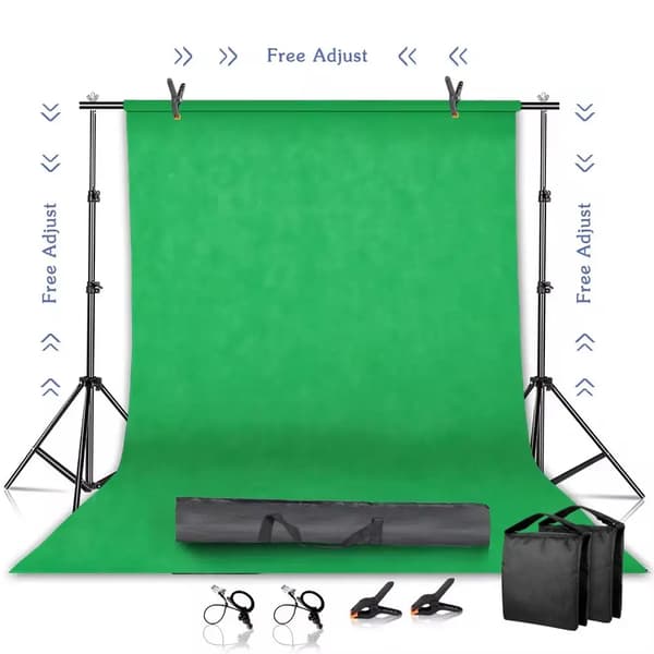 Fotografi Bakgrundsställ Kit, Justerbar Höjd, Inkluderar Bärväska,2000x2000, Med Grön