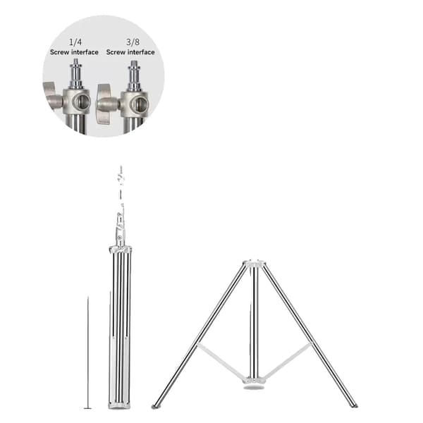 Justerbar ljusstativ i rostfritt stål, tungt utförande, höjdintervall 100-280 cm,silver