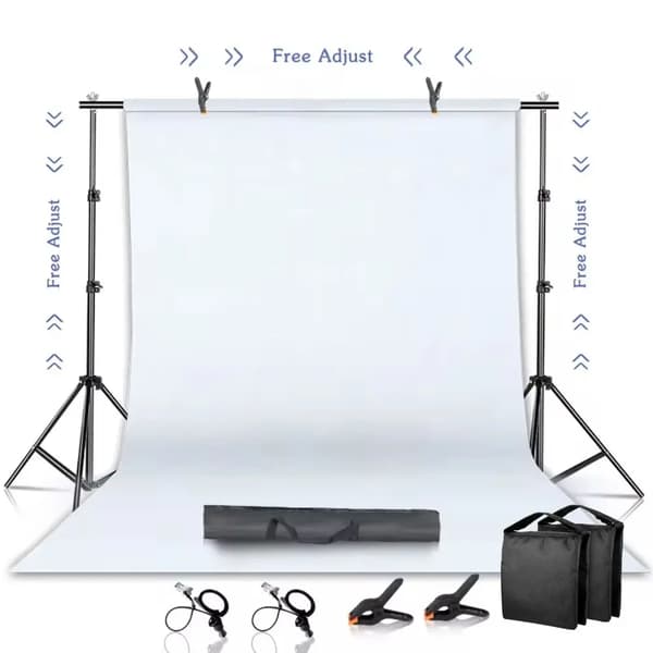 Fotografi Bakgrundsställ Kit, Justerbar Höjd, Inkluderar Bärväska,2000x2000, Med Vit