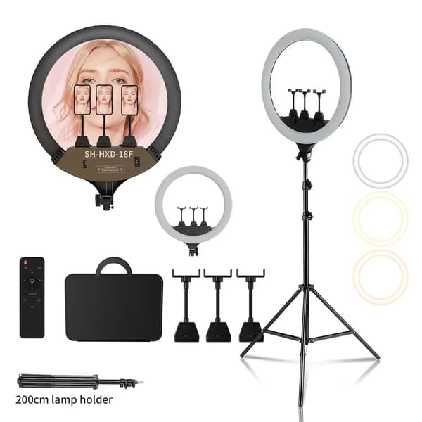 LED Ring Light, Justerbar Stativ, Fjernbetjening,200cm Tripod Kit