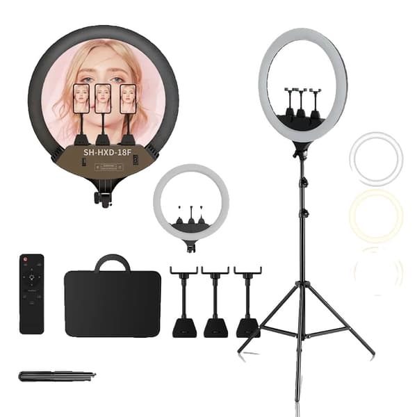 LED Ring Light, Justerbar Stativ, Fjernbetjening,200cm Tripod Kit