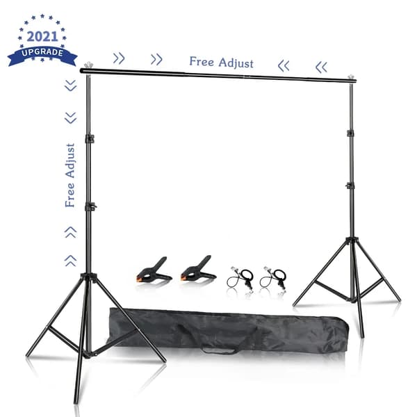 Backdrop-stativ, justerbar tvärstång, ljusstativ,2,6X3M, Ingen Sandsäck 2