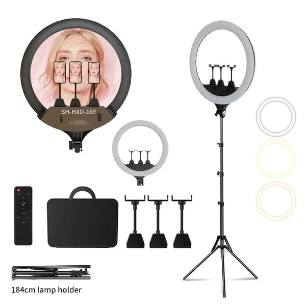 LED Ring Light, Justerbart Stativ, Fjärrkontroll,184cm Stativ Kit