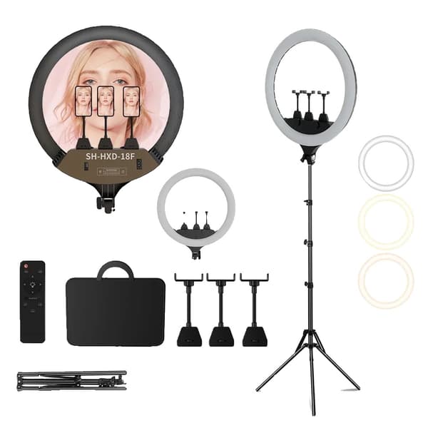 LED Ring Light, Justerbart Stativ, Fjärrkontroll,184cm Stativ Kit