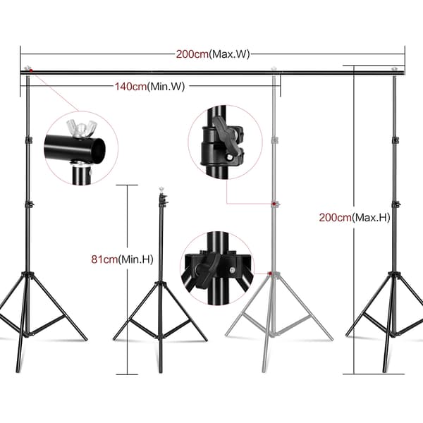 Fotografibelysningskit, justerbara ljusstativ, mångsidiga bakgrundsalternativ,Fotostudio Kit