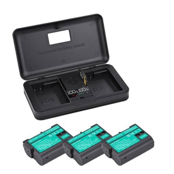 EN-EL15 Batteripakke, 4 Højkvalitets Batterier, Multifunktionsoplader til Nikon Kameraer,3batteri og oplader