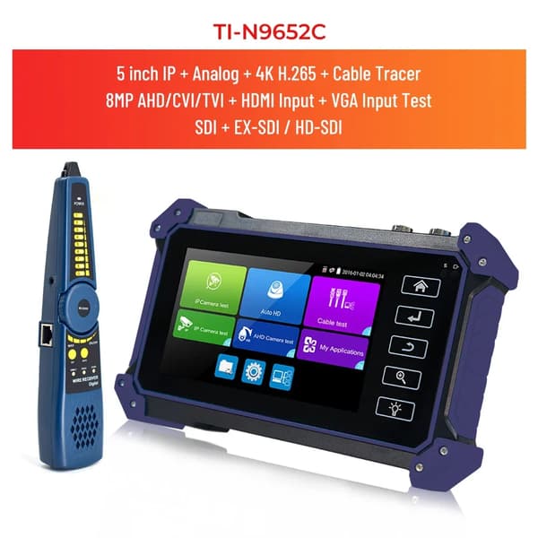 CCTV Tester, 5.4" IPS Touchskærm, 4K Video Support,TI-Z9652C