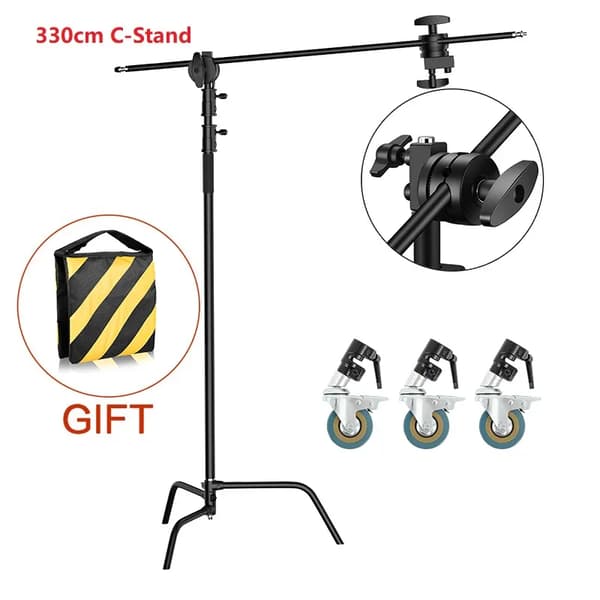 Fotografi C-Stand, Justerbar Højde 330 cm, Inkluderer Sandpose,SH-MST-40B-1