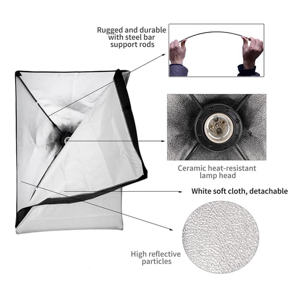 Fotobelysningssats, Fotobakgrund Muslin Bakgrunder, Softbox Ljusstativ,Fotostudio Kit