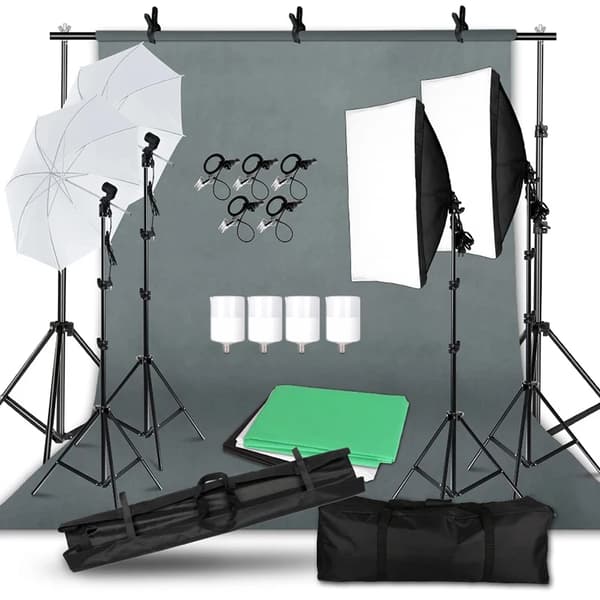 Fotobelysningssats, komplett bakgrundsuppställning, högkvalitativa LED-lampor,fotokit 53
