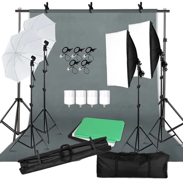 Fotobelysningssats, komplett bakgrundsuppställning, högkvalitativa LED-lampor,fotokit 53