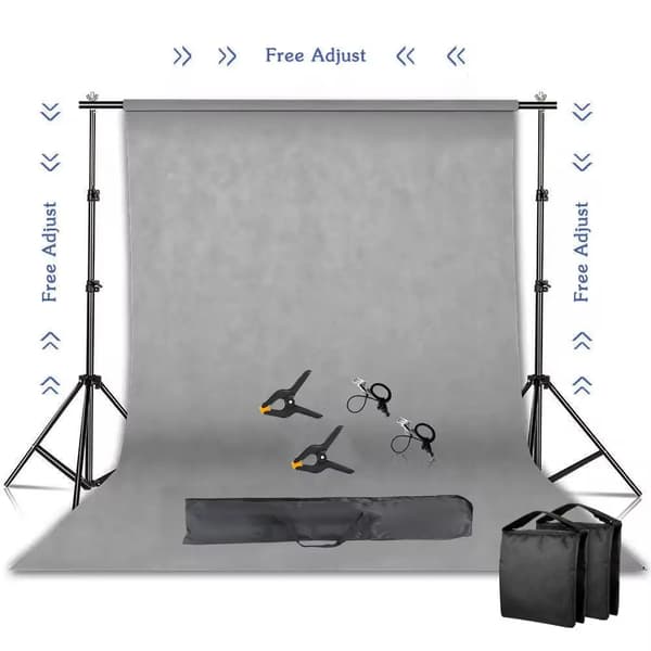 Fotografi Bakgrundsställ Kit, Justerbar Höjd, Inkluderar Bärväska,2000x2000, Med Grå