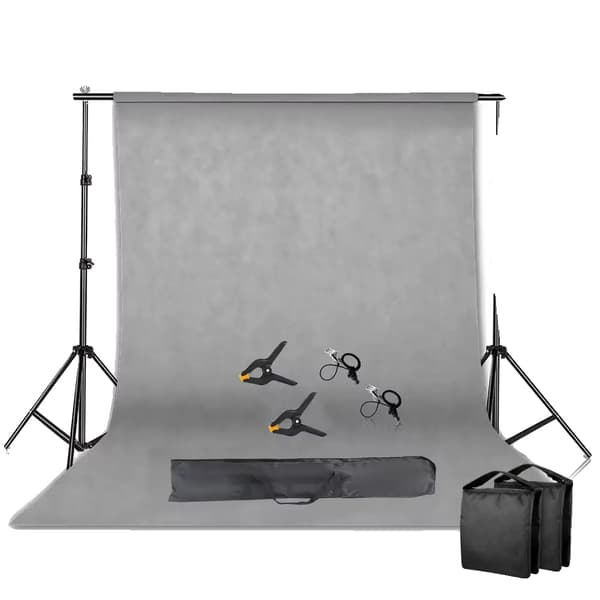 Fotografi Bakgrundsställ Kit, Justerbar Höjd, Inkluderar Bärväska,2000x2000, Med Grå