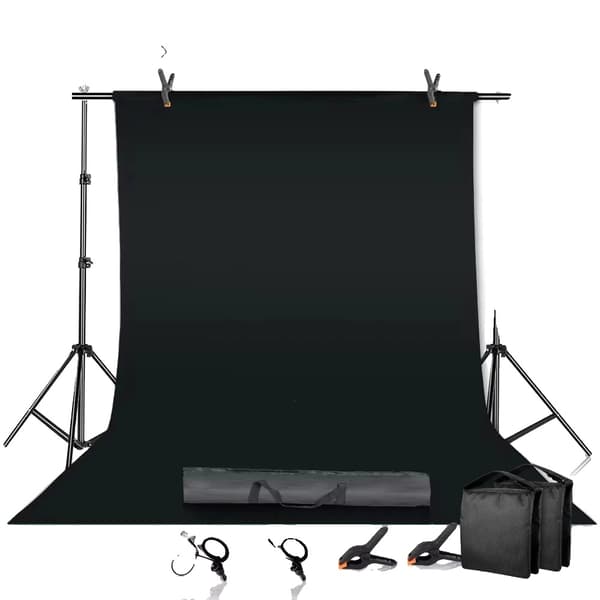 Fotografi Bakgrundsställ Kit, Justerbar Höjd, Inkluderar Bärväska,2600x3000, Med svart
