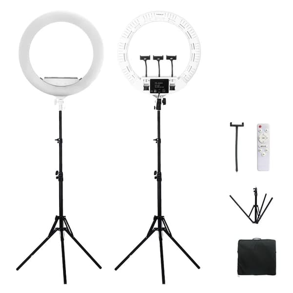 LED-ringlampa, 100W, stativ, Vit