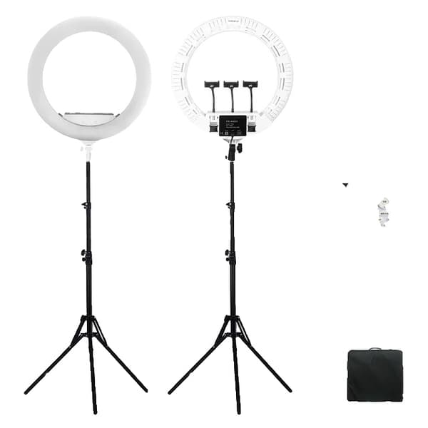 LED-ringlampa, 100W, stativ, Vit