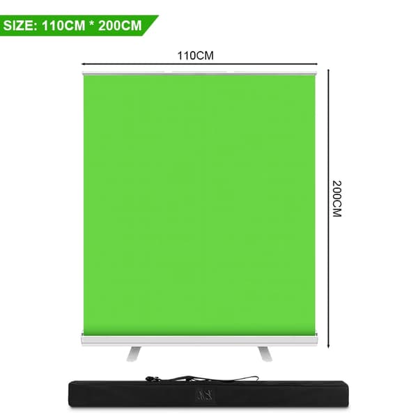 Chroma Key Grøn Skærm, Bærbar og Sammenklappelig, Krølfri Stof,110 cm 200 cm