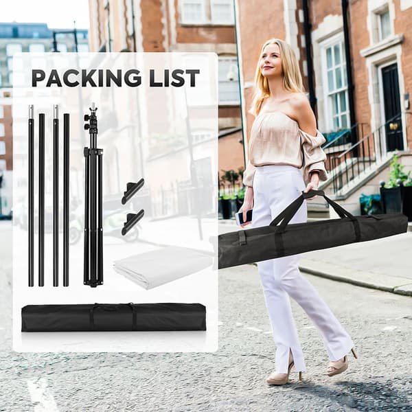 Lättvikts 1,5x2m Bakgrundskit, Hållbar Polyesterduk, Aluminiumställning,vit bakgrundskit