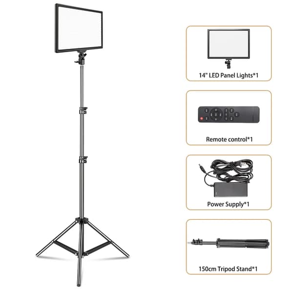 LED-videovalo, himmennettävä paneeli, kolme värimoodia, 150cm jalusta