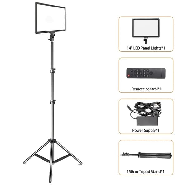 LED-videovalo, himmennettävä paneeli, kolme värimoodia, 150cm jalusta