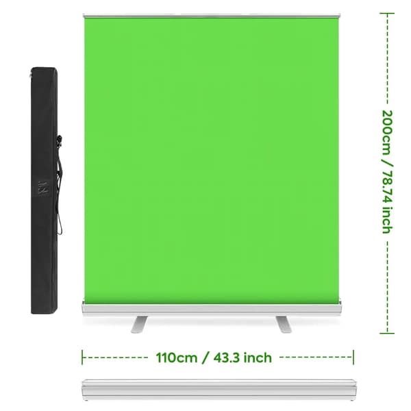 Grøn Skærm, Pull-Up Chroma Key Skærm, 100% Polyester, Krølfri,1.1