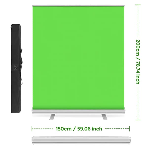 Grøn Skærm, Pull-Up Chroma Key Skærm, 100% Polyester, Krølfri,1.5