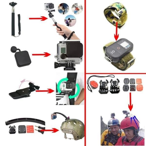 50 i 1 Gopro kameratillbehörssats