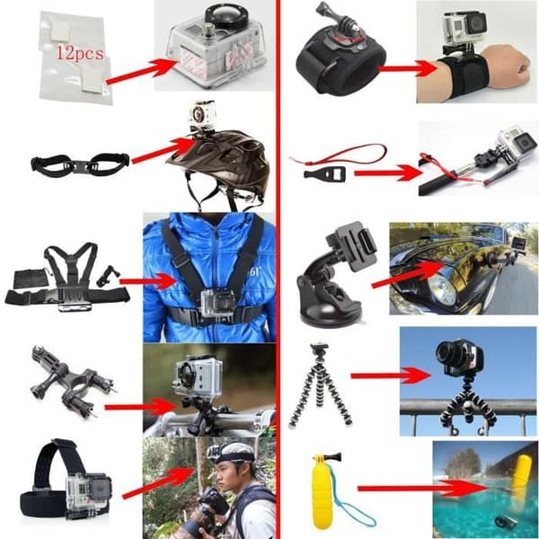 50 i 1 Gopro kameratillbehörssats