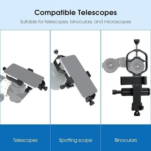 SV214 Pro telefonadapter 3-axlig universell klämma med utlösare 28mm-64mm för att fånga bilder och video genom teleskop eller digiscoping
