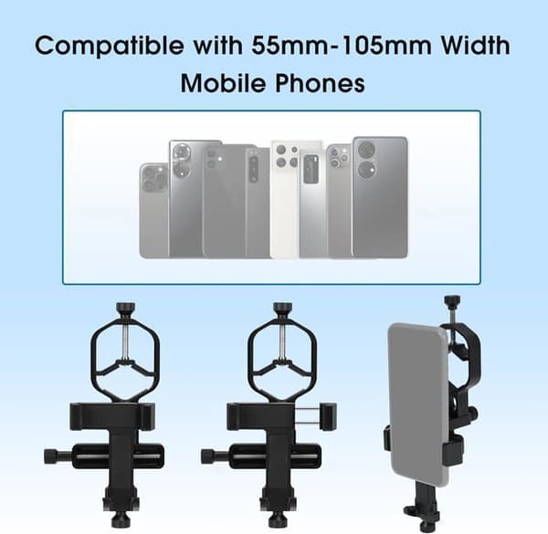 SV214 Pro telefonadapter 3-axlig universell klämma med utlösare 28mm-64mm för att fånga bilder och video genom teleskop eller digiscoping