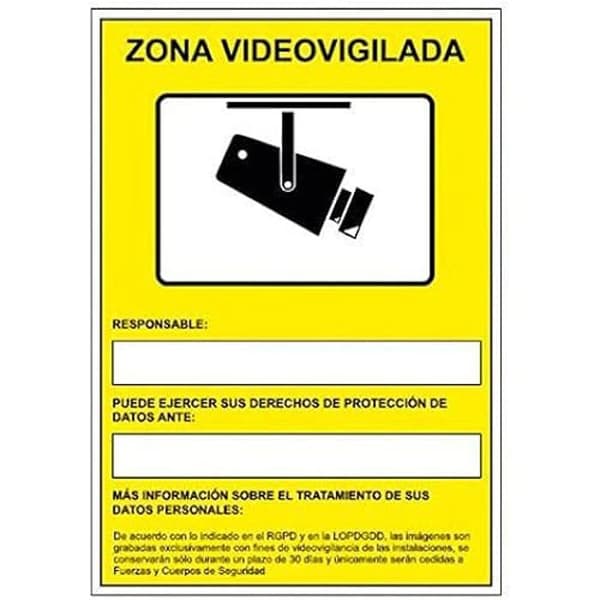 PVC-affisch - ARCHIVO 2000 - Övervakningskameror - 24 timmars inspelning - Svart färg