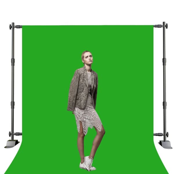 Backdrop Stand Kit, Justerbar Højde og Bredde, Flere Farvemuligheder,2,4x3,0M Grøn