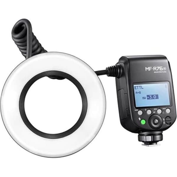 Videolampa makro - GODOX - MF-R76N - Svart färg - Idealisk för makrofotografi