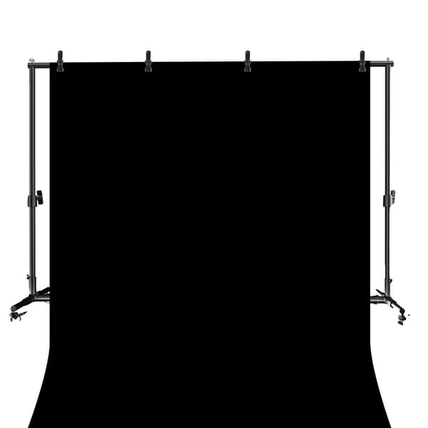 Fotobaggrundstativ, bærbart med hjul, justerbar størrelse,2x3M, Sort sæt