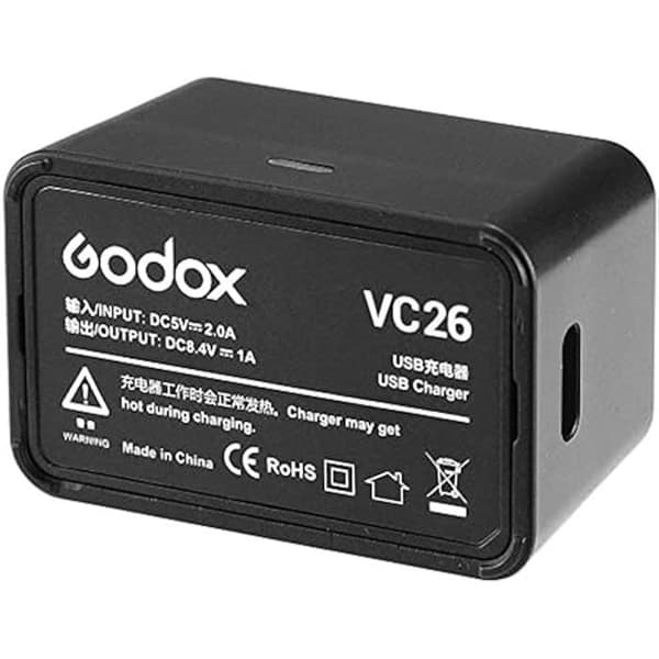 USB-laddare - GODOX - VC26 - Kompatibel med V1 och VC860III - Hållbar konstruktion - Lätt att använda