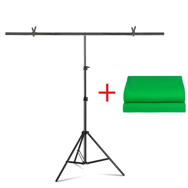 T-formet baggrundsrammestativ, justerbar højde, letvægtsdesign,200X260cm, Grøn sæt