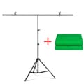 Miniatyrbillede 2 af 2: T-formet baggrundsrammestativ, justerbar højde, letvægtsdesign,200X260cm, Grøn sæt
