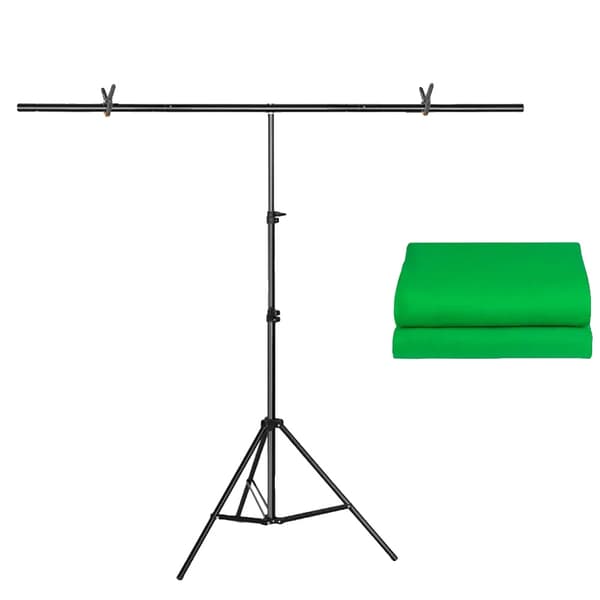 T-formet baggrundsrammestativ, justerbar højde, letvægtsdesign,200X260cm, Grøn sæt