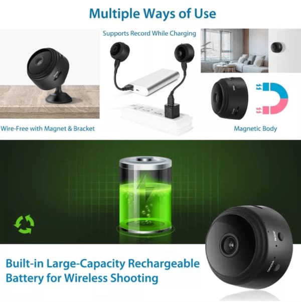 Övervaknings mini HD-kamera 44 x 24 mm