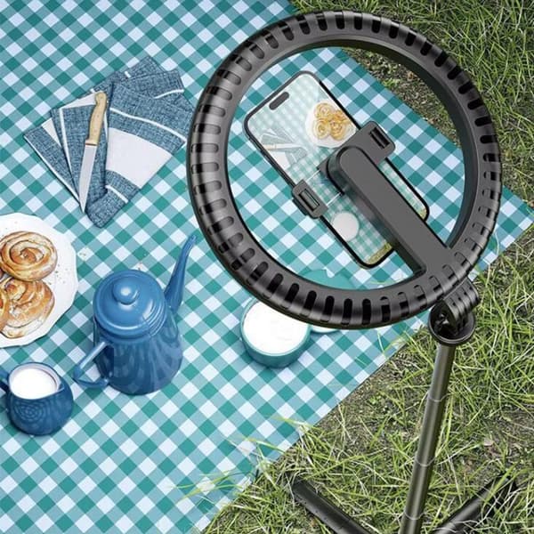 LED-ringlampa med stativ och fjärrkontroll