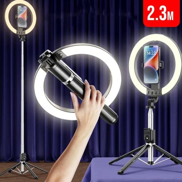 LED-ringlampa med stativ och fjärrkontroll