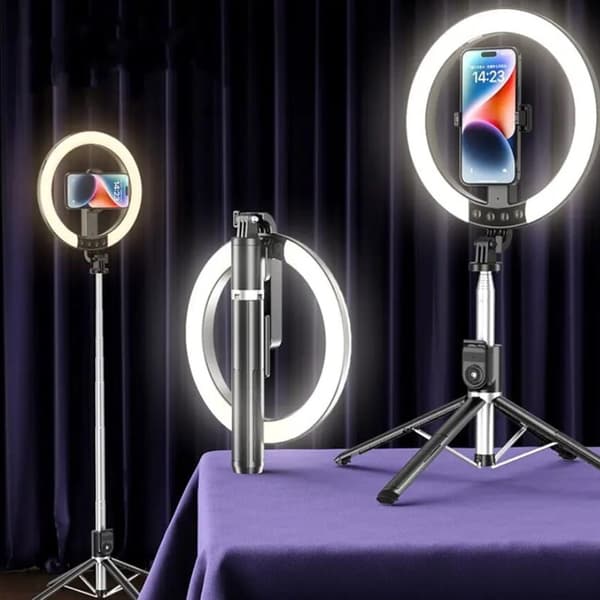 LED-ringlampa med stativ och fjärrkontroll
