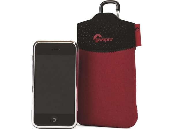Lowepro Tasca 20 - Påse för mobiltelefon/spelare/kamera - neopren - svart, röd - för Canon PowerShot A480; Casio High Speed EXILIM EX-FC100; DXG DXG-